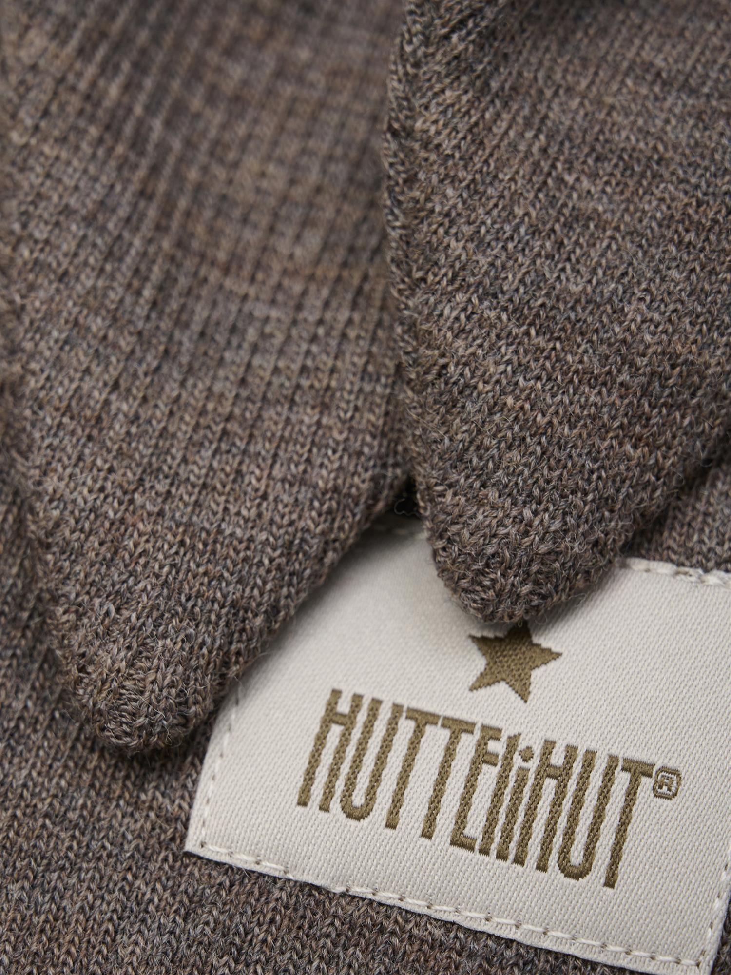 Huttelihut balaclava i brown melange med kaninører – Unisex – 0–1 år