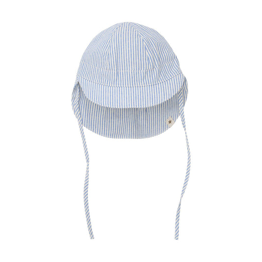 Huttelihut stripet solhatt i mellomblå for gutt