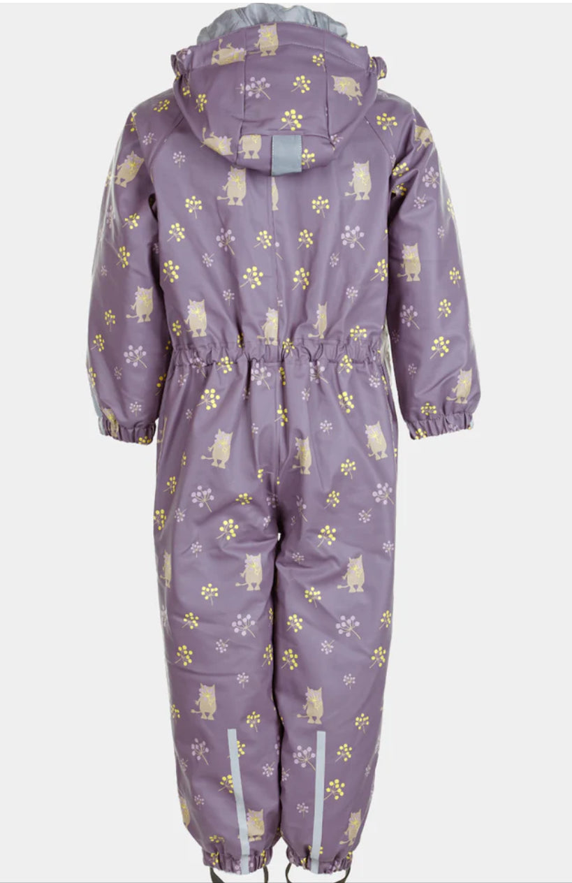 Katnakken helårs regndress i lilla med haglmotiv – størrelse 92