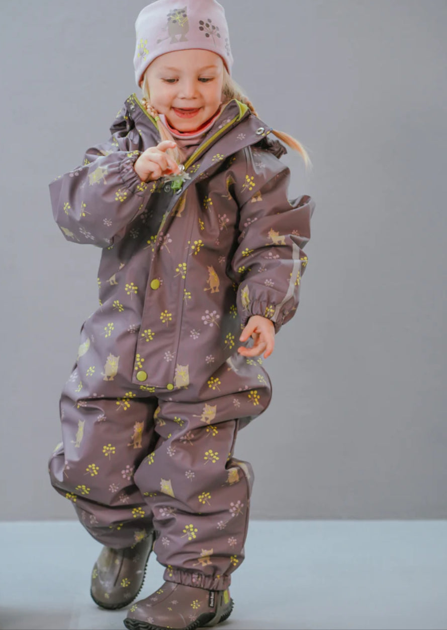 Katnakken helårs regndress i lilla med haglmotiv – størrelse 92