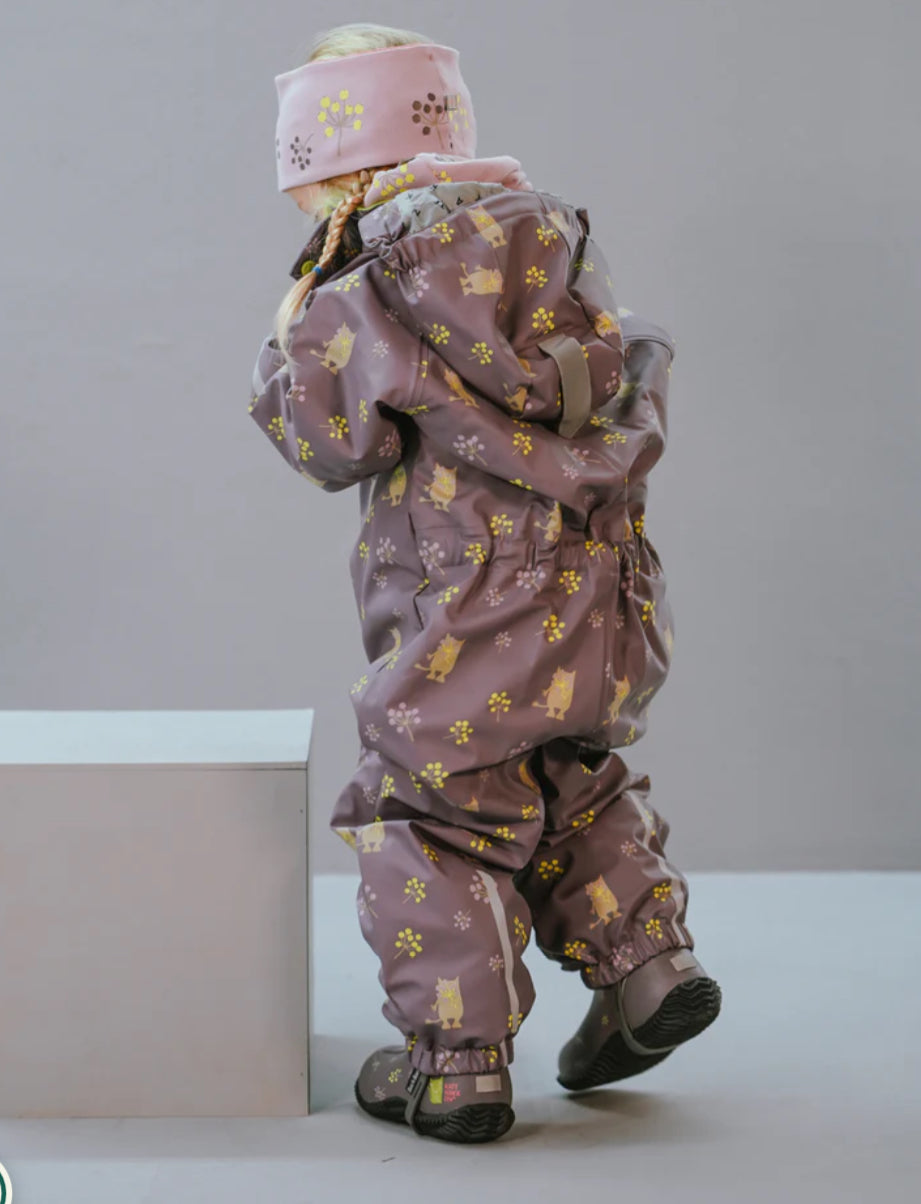 Katnakken helårs regndress i lilla med haglmotiv – størrelse 92