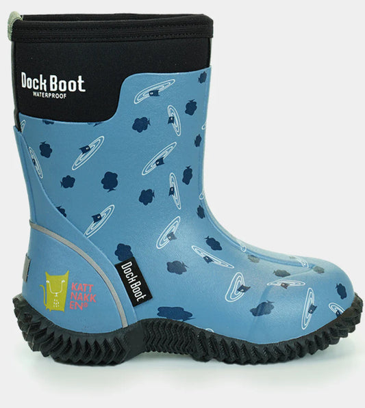 Dock Boot i blått Tolvmeterskogen-design fra Kattnakken – Gutt 2–10 år.