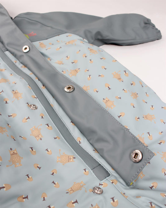 Kattnakken regndress Hav blå med vattering, refleks og vannstoppere til gutt