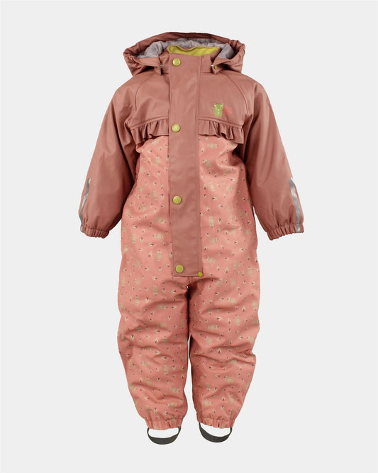 Kattnakken regndress i gammelrosa Sandeltre med vattering, refleks og vannstoppere til jente