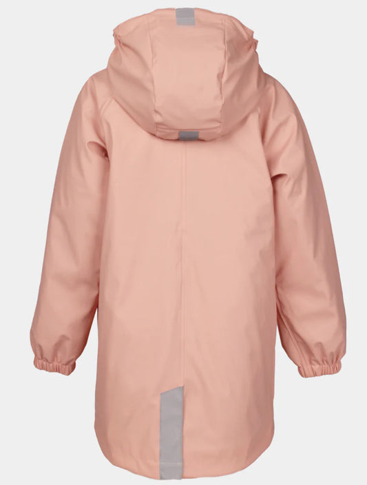 Kattnakken regnparkas med vattering i rosa til jente 7–12 år