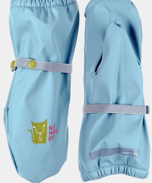 Kattnakken regnvotter med fleecefôr og navnelapp – lyseblå – unisex 0–8 år