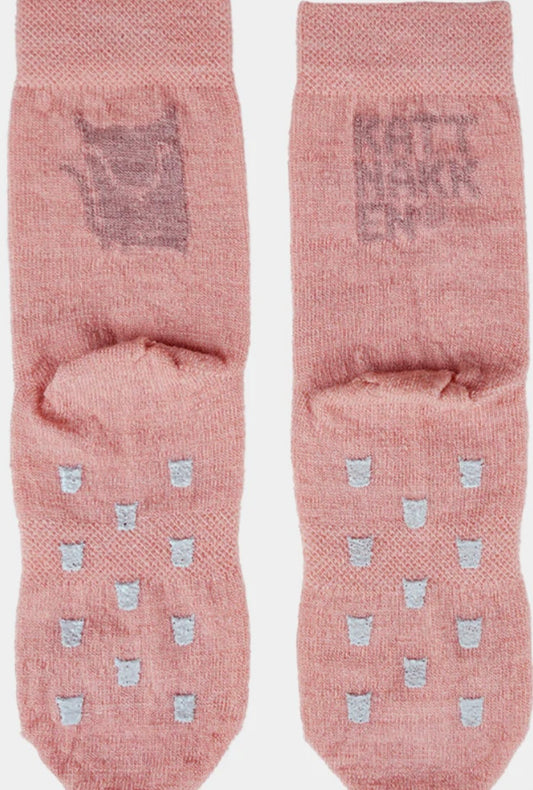 2-pk rosa ullsokker med antiskli fra Kattnakken – jente – Str. 17–23