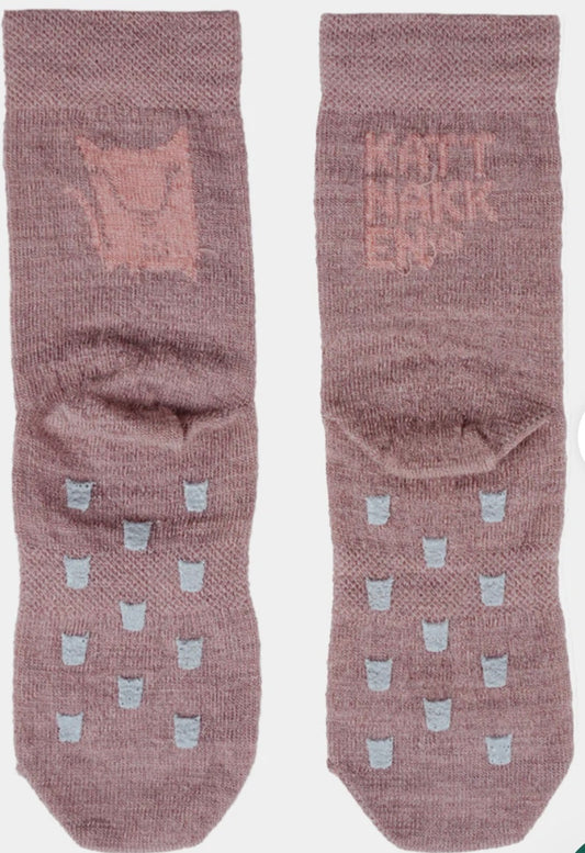 2-pk rosa ullsokker med antiskli fra Kattnakken – jente – Str. 17–23