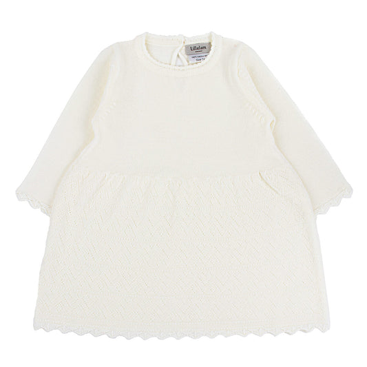 Lillelam kjole i hvit med hjertemønster for jente 6–12 mnd