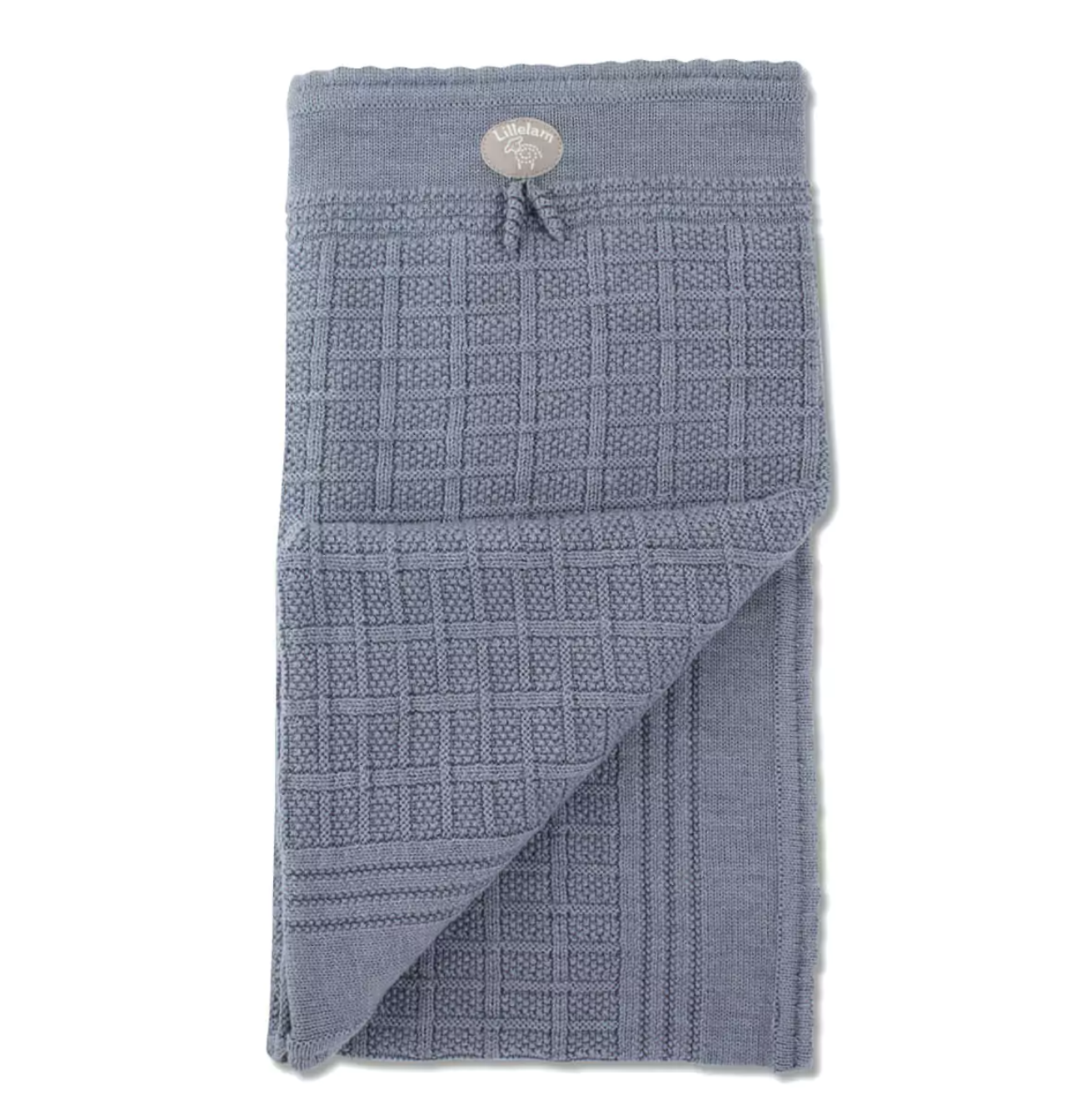 Mellomblå Lillelam pledd i 100 % merinoull – Unisex
