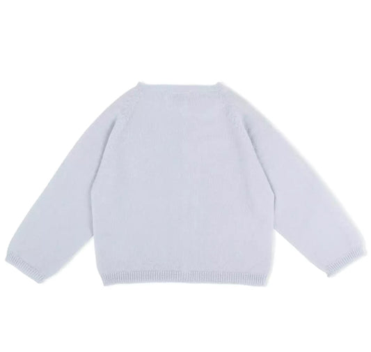 Lyseblå Lillelam jakke i merinoull med perlemorknapper – Gutt – 3–6 mnd