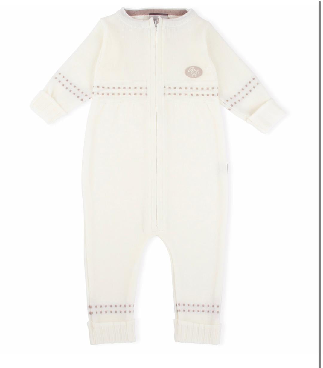 Tynn ulldress Classic i hvit merinoull fra Lillelam – Unisex 0–2 år.