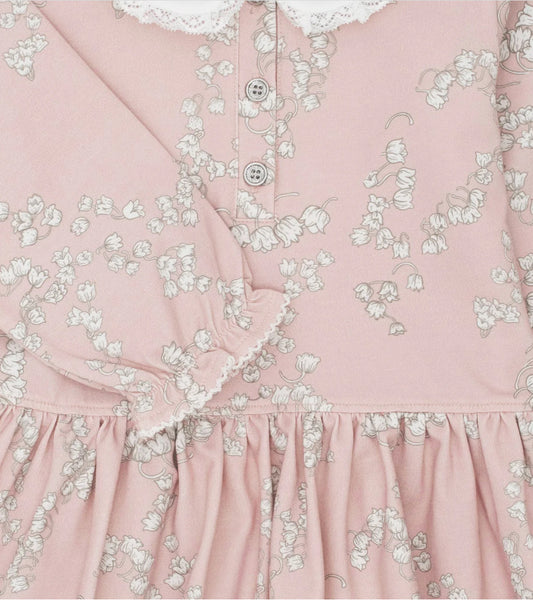 Livly Lillies Marianne kjole i rosa med blomsterprint og krage for jente 1–4 år