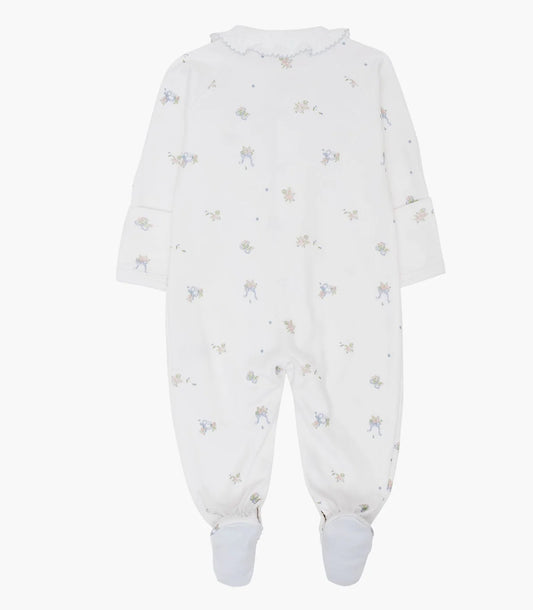 Livly Sara footie i hvit med roses and ribbons-print for jente 0–6 mnd