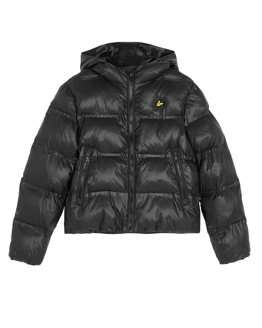 Sort Lyle & Scott pufferjakke med hette – Gutt
