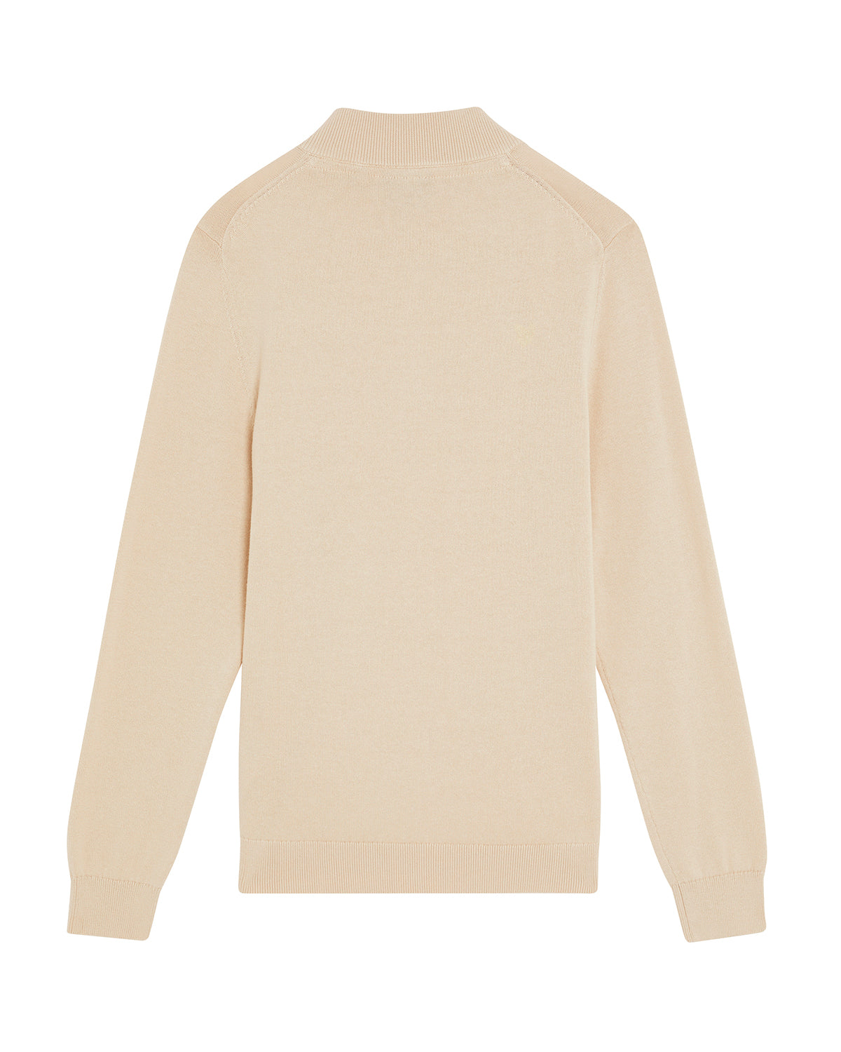 Beige strikket half zip-genser fra Lyle & Scott med gul logo – Gutt