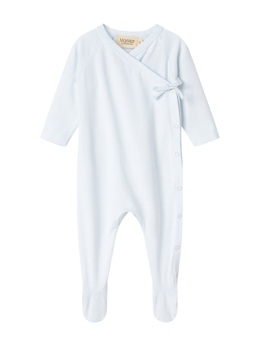 Heldrakt fra MarMar i blå med omslagslukning – Gutt – 0–9 mnd