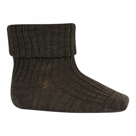 MP Wool Rib babysokker i brun farge for unisex