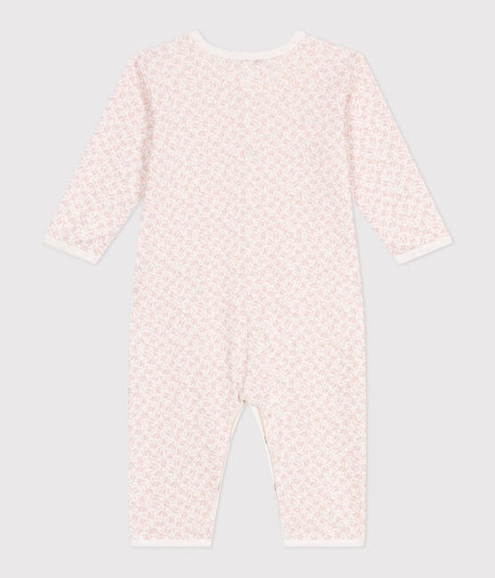 Rosa pysj fra Petit Bateau med blomsterprint og trykknapper – for jente