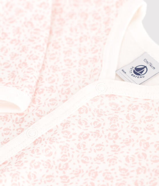 Rosa pysj fra Petit Bateau med blomsterprint og trykknapper – for jente