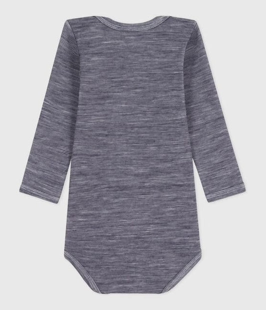 Petit Bateau ullbody i blå til gutt 6–36 mnd