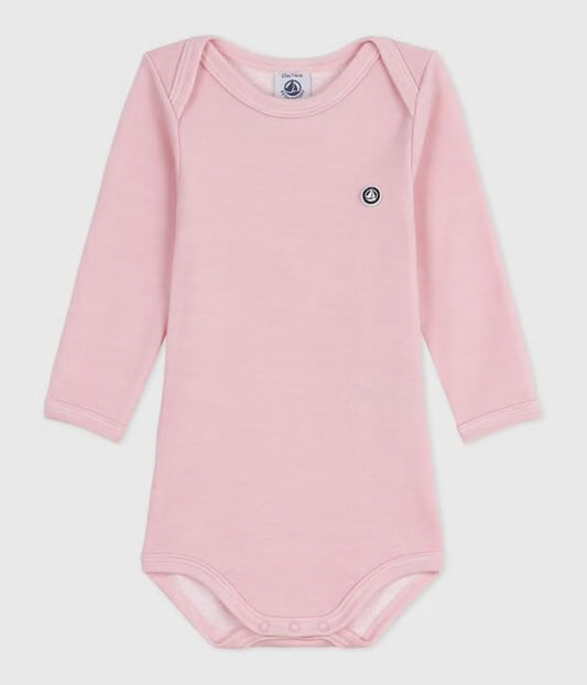 Petit Bateau ullbody i rosa til jente 6–36 mnd