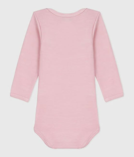 Petit Bateau ullbody i rosa til jente 6–36 mnd