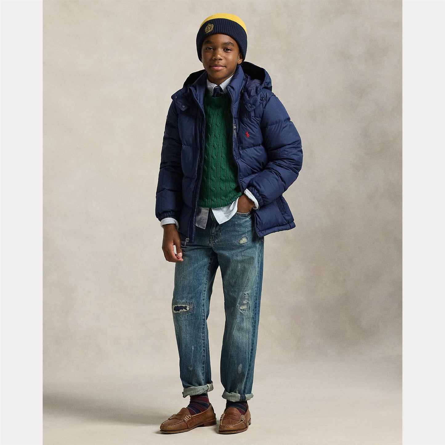 Blå dunjakke fra Polo Ralph Lauren med hette – gutt