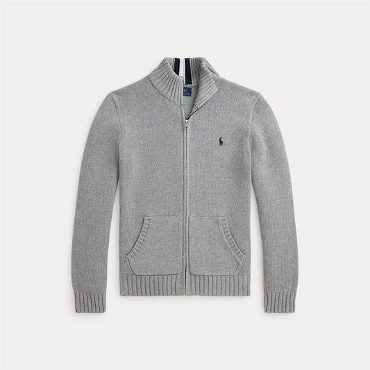 Polo Ralph Lauren grå full zip jakke med logo på brystet