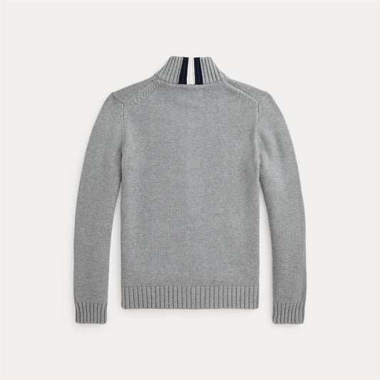 Polo Ralph Lauren grå full zip jakke med logo på brystet