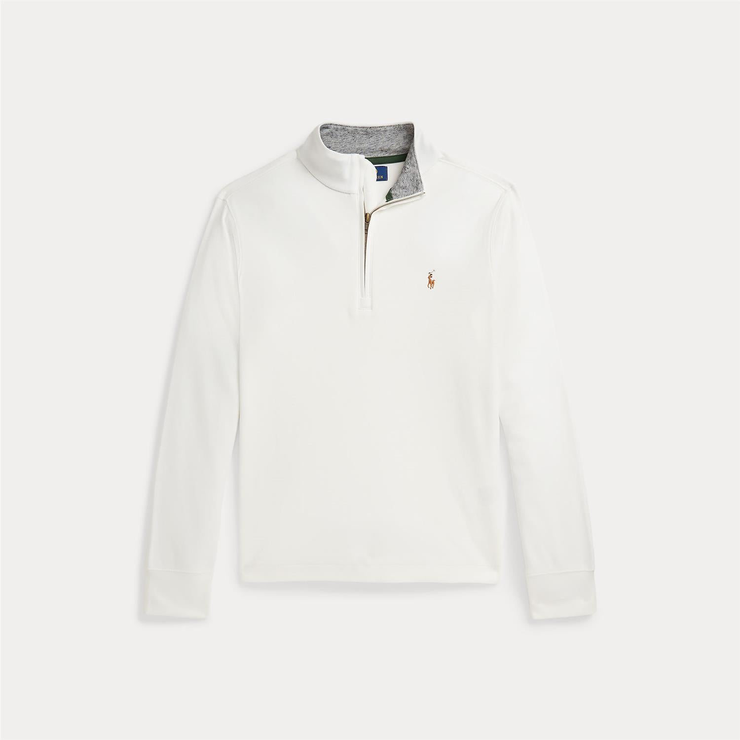 Polo Ralph Lauren hvit halfzip collegegenser med kontrastkrage og logo