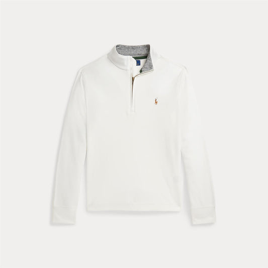 Polo Ralph Lauren hvit halfzip collegegenser med kontrastkrage og logo