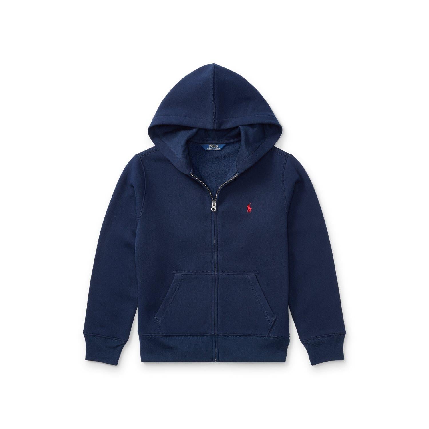 Marineblå hettejakke fra Polo Ralph Lauren med rød logo – Gutt – 2–7 år