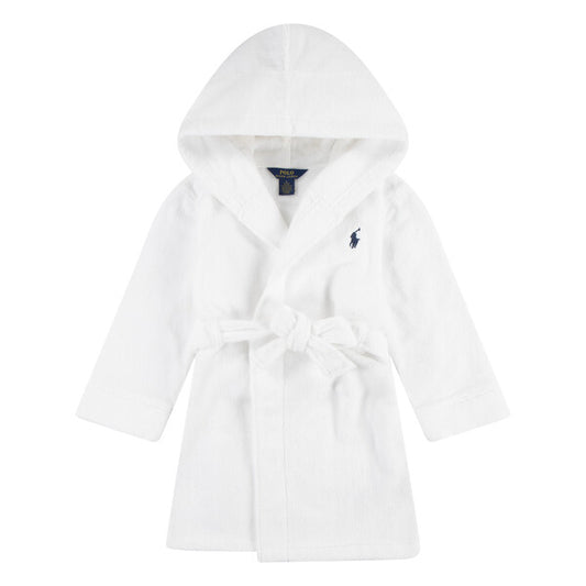 Polo Ralph Lauren morgenkåpe i hvit bomull med brodert logo – Unisex – 6–12 år