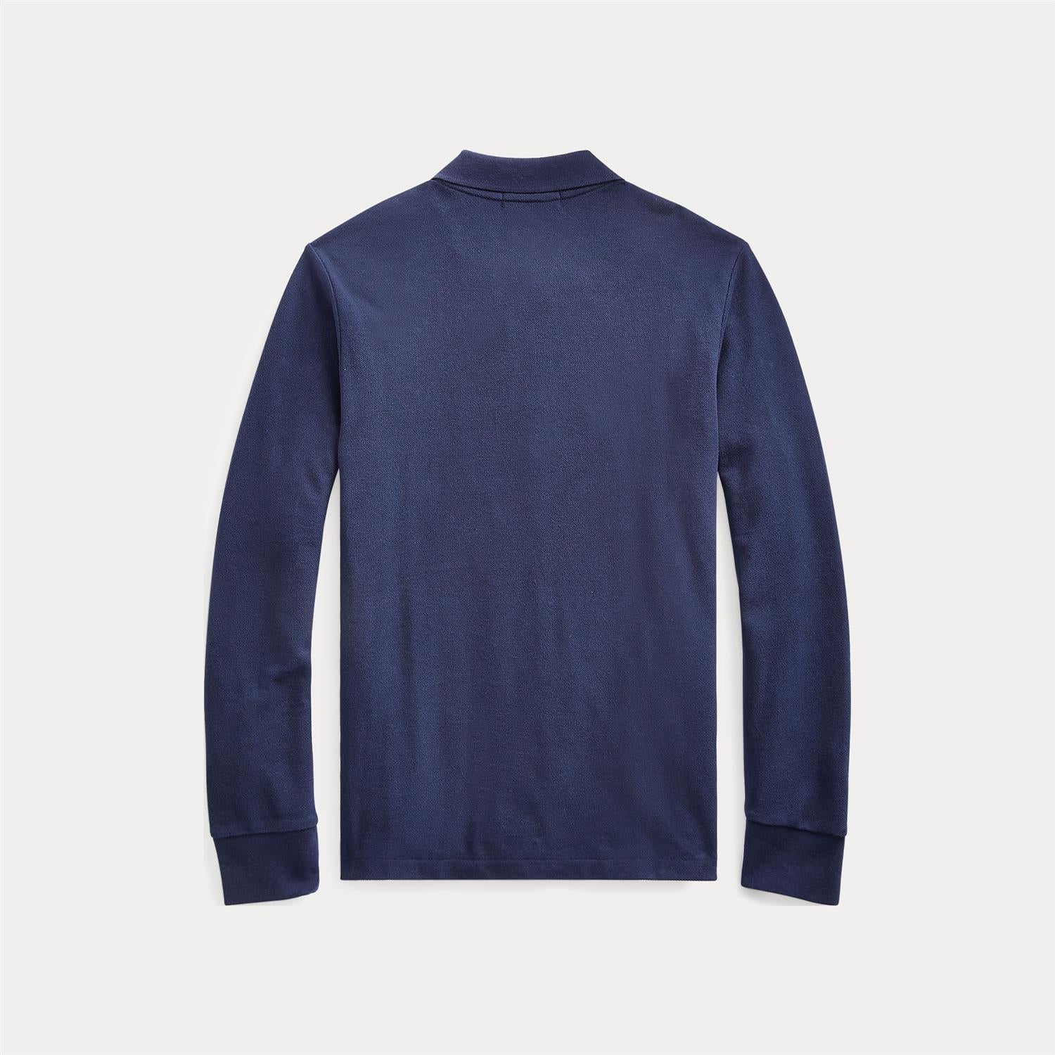 Polo Ralph Lauren blå piqué genser med brodert rød hest på brystet