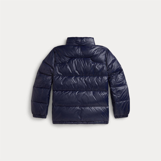Polo Ralph Lauren glossed blå dunjakke med hette for gutt 14–20 år