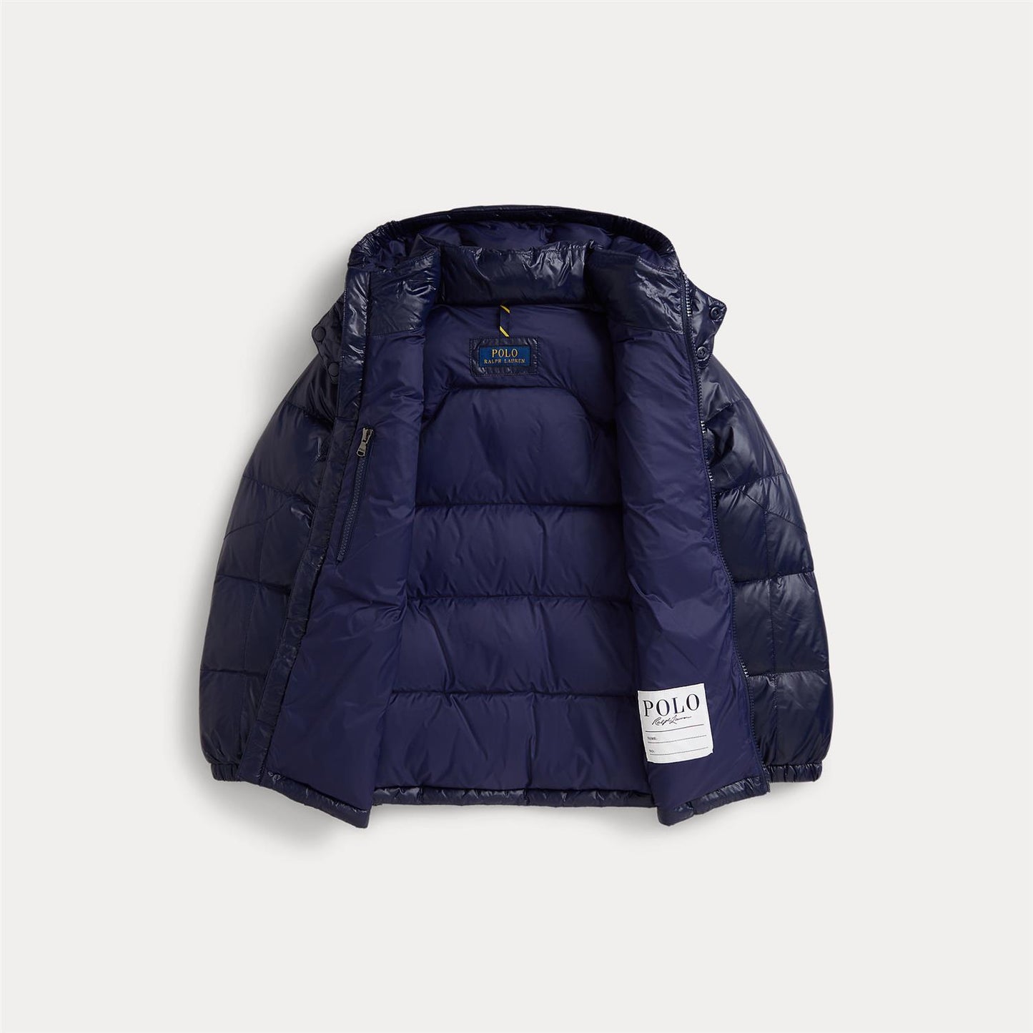 Polo Ralph Lauren glossed blå dunjakke med hette for gutt 14–20 år