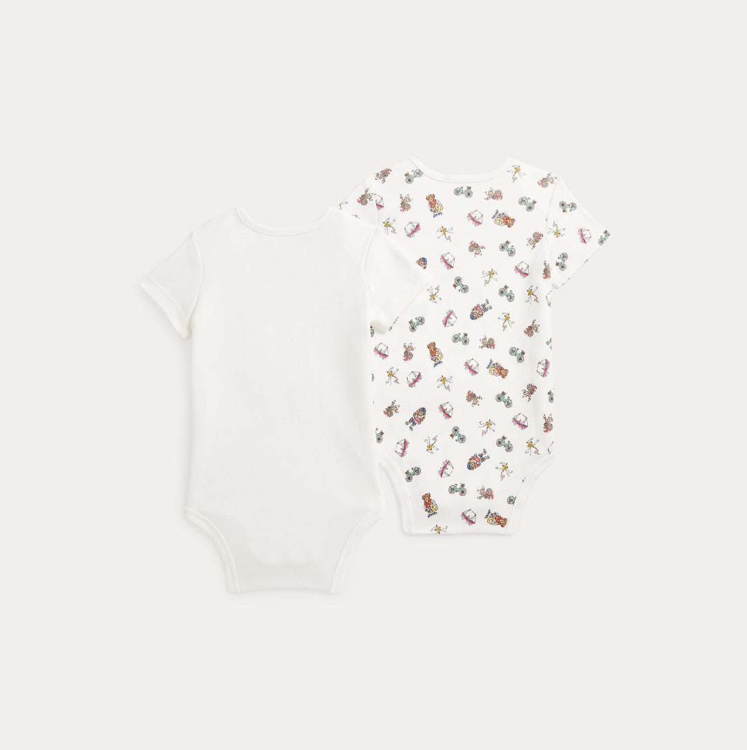 Ralph Lauren 2-pk body med kort erm og bamsemotiv – unisex