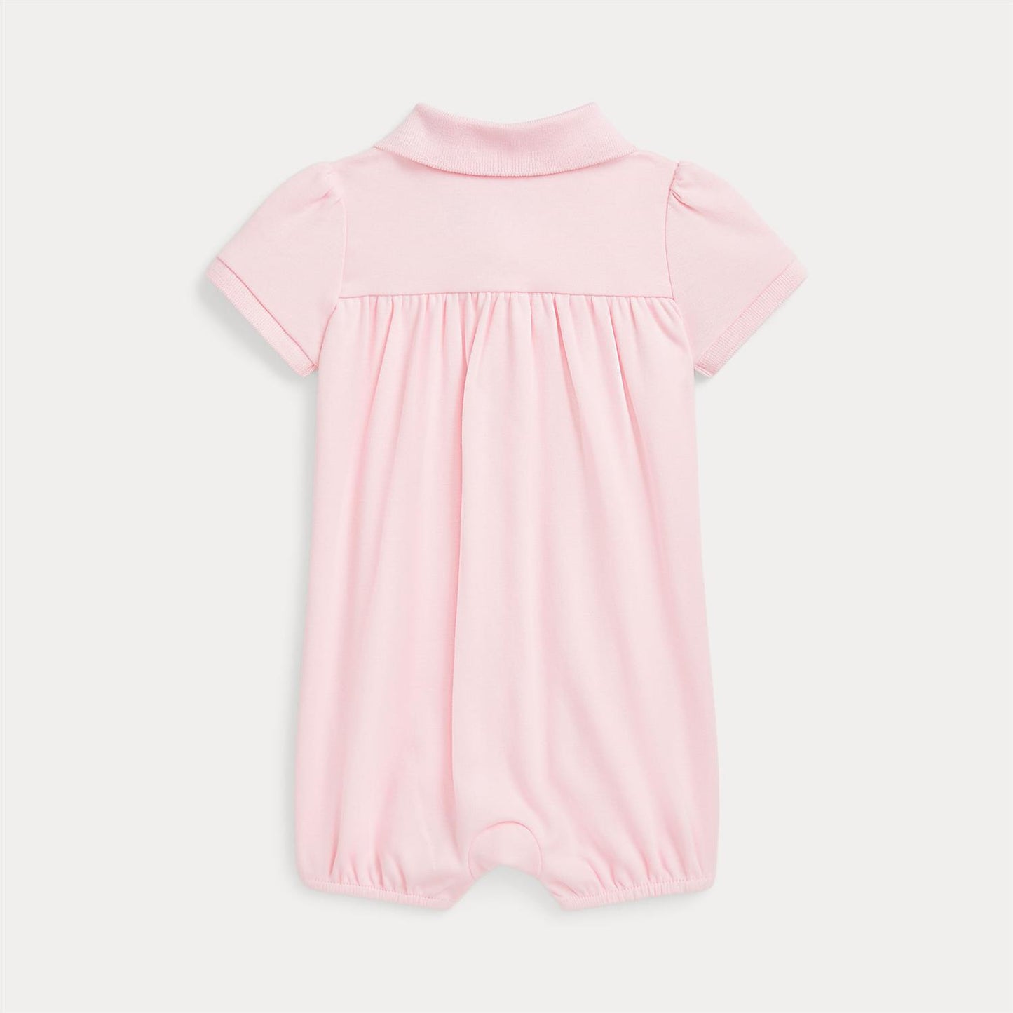 Rosa bubble shortall fra Ralph Lauren med krage og brodert hest, jente 3–18 mnd