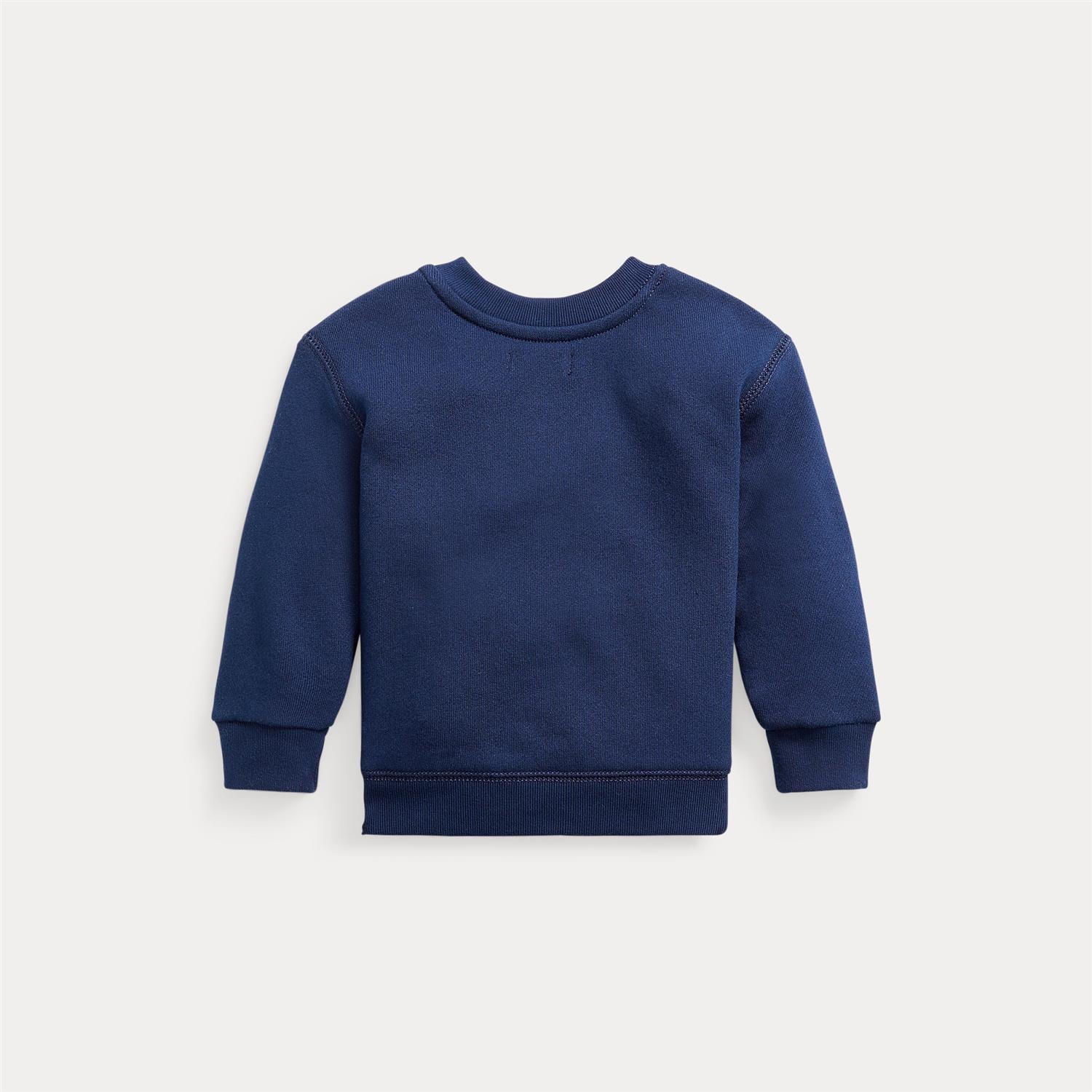 Ralph Lauren mørkeblå collegegenser med rød logo på brystet til gutt