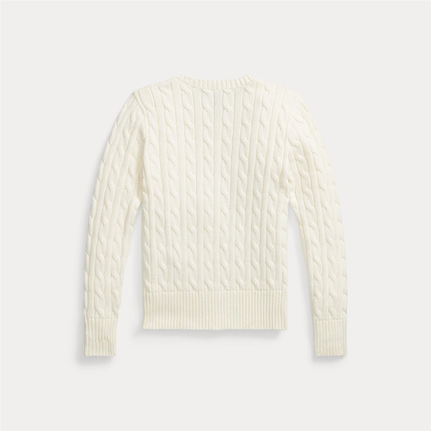 Hvit flettegenser med rosa logo fra Ralph Lauren – jente – 4–20 år – i 100% bomull