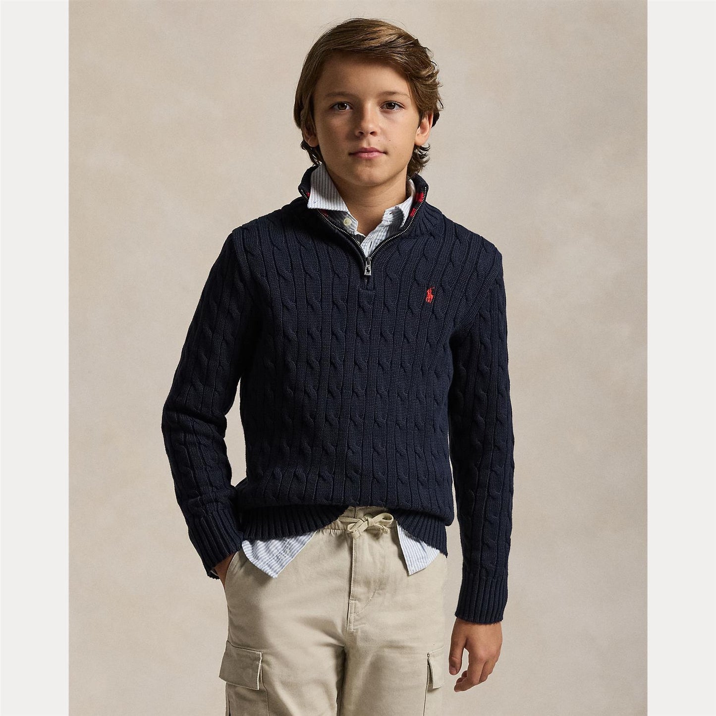 Polo Ralph Lauren Half Zip Flettet Genser - Mørkeblå - Gutt 8-20 år