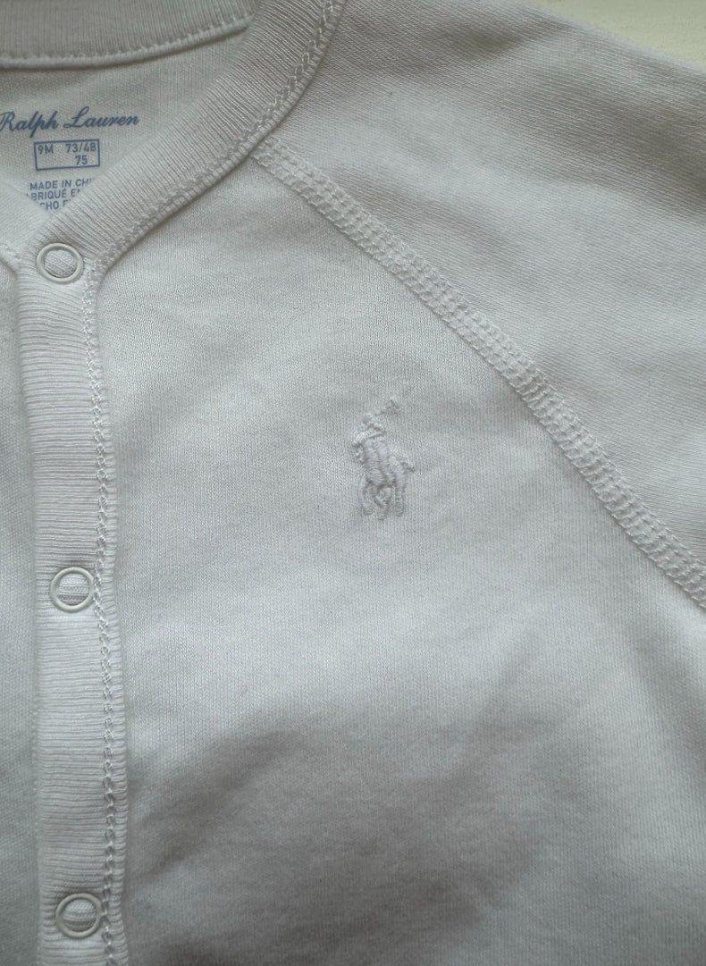 Hvit heldress fra Ralph Lauren med brodert hest – for baby