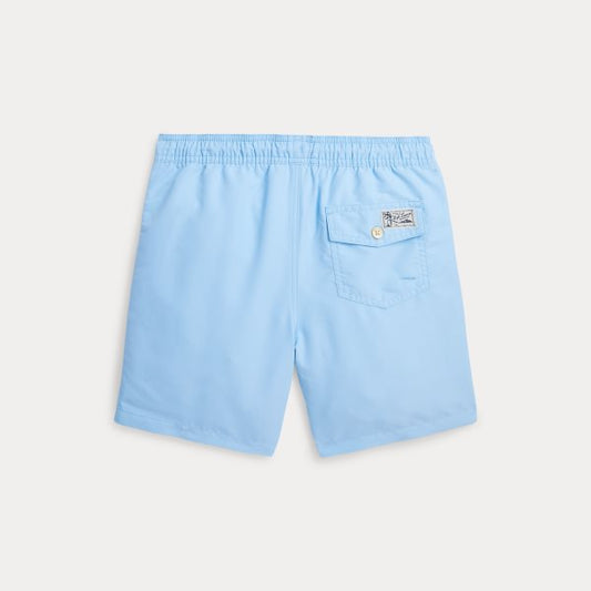 Ralph Lauren Traveler badeshorts i lyseblå med rød hestelogo – Gutt