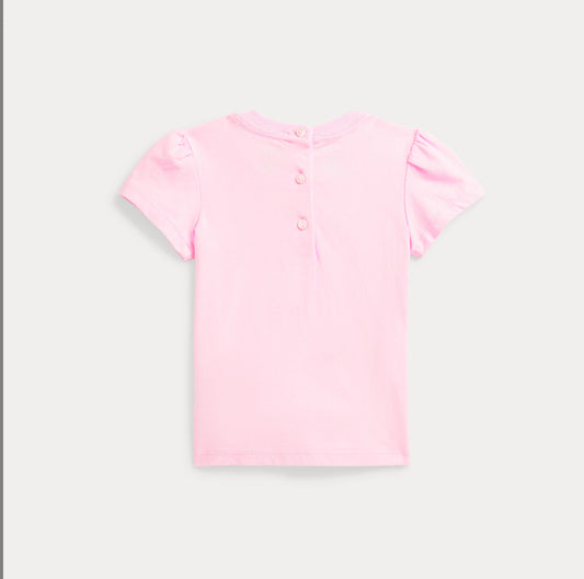Ralph Lauren rosa t-skjorte med bamsemotiv – jente 1–2 år