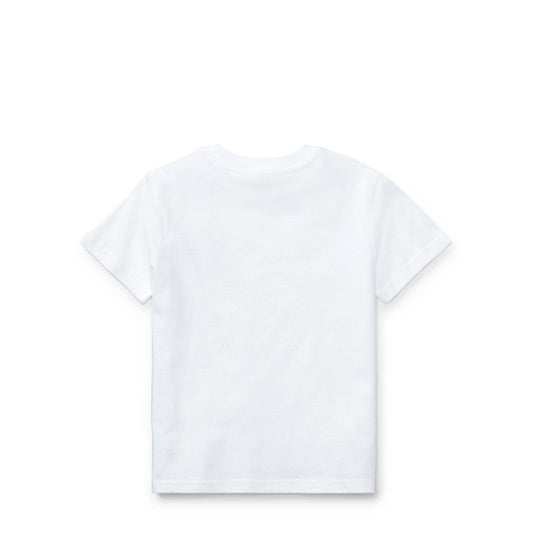 Hvit T-skjorte fra Ralph Lauren med blå logo på brystet – for gutt