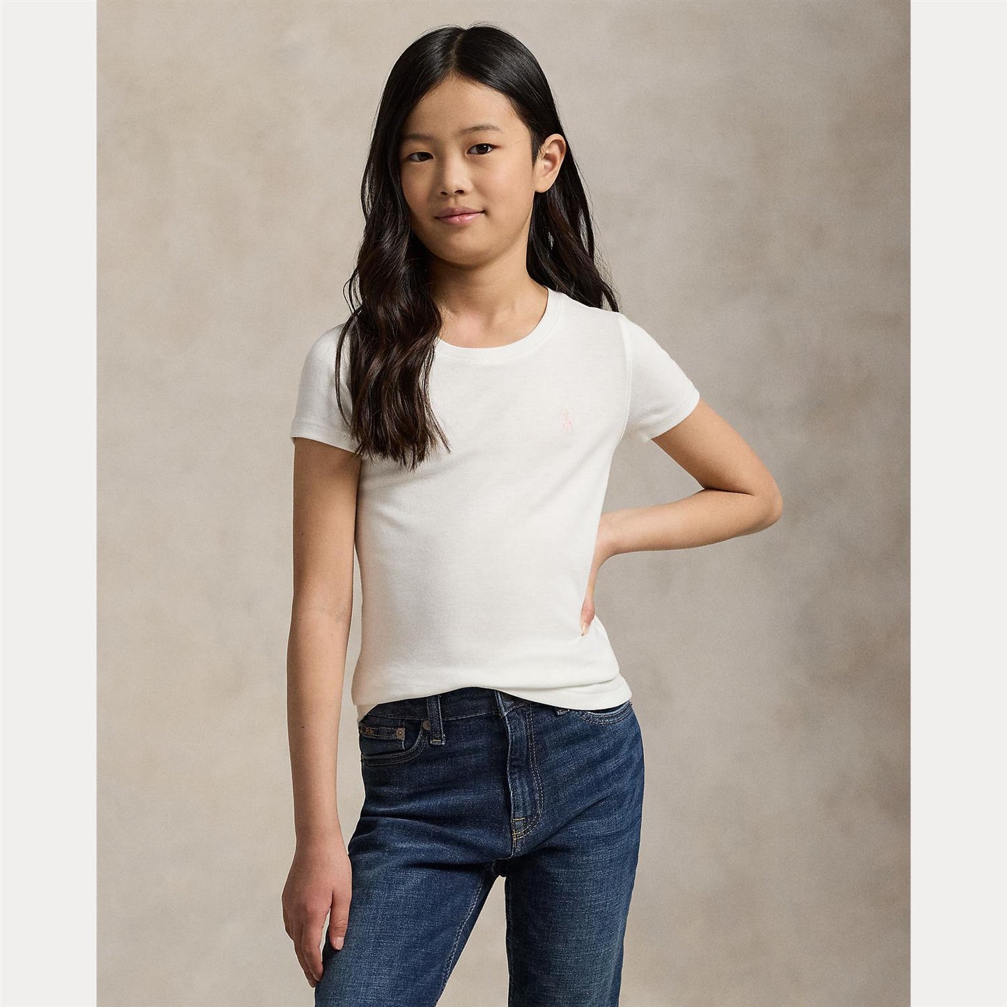 Polo Ralph Lauren hvit t-skjorte med logo for jente