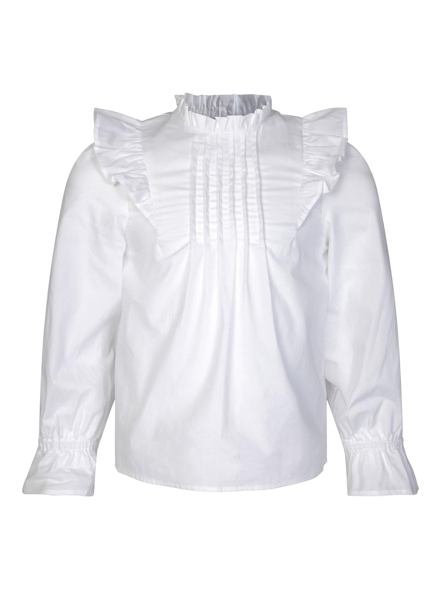 Vilje & Ve Leona bluse i hvit med rysjer og knapper bak – Jente – 4–12 år