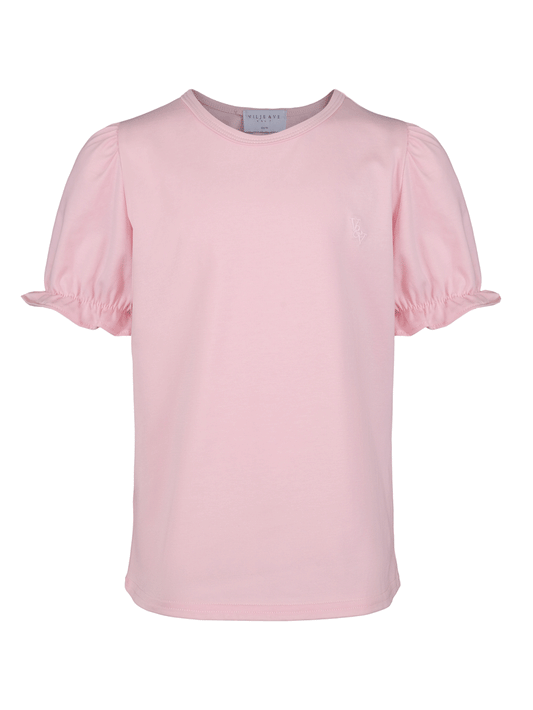 Rosa T-skjorte fra Vilje & Ve med puffermer i bomull – til Jente 4–12 år