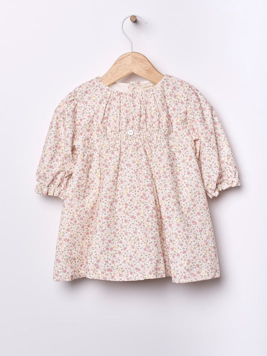 Wedoble kjole i bomull med blomsterprint for jente 0–3 år